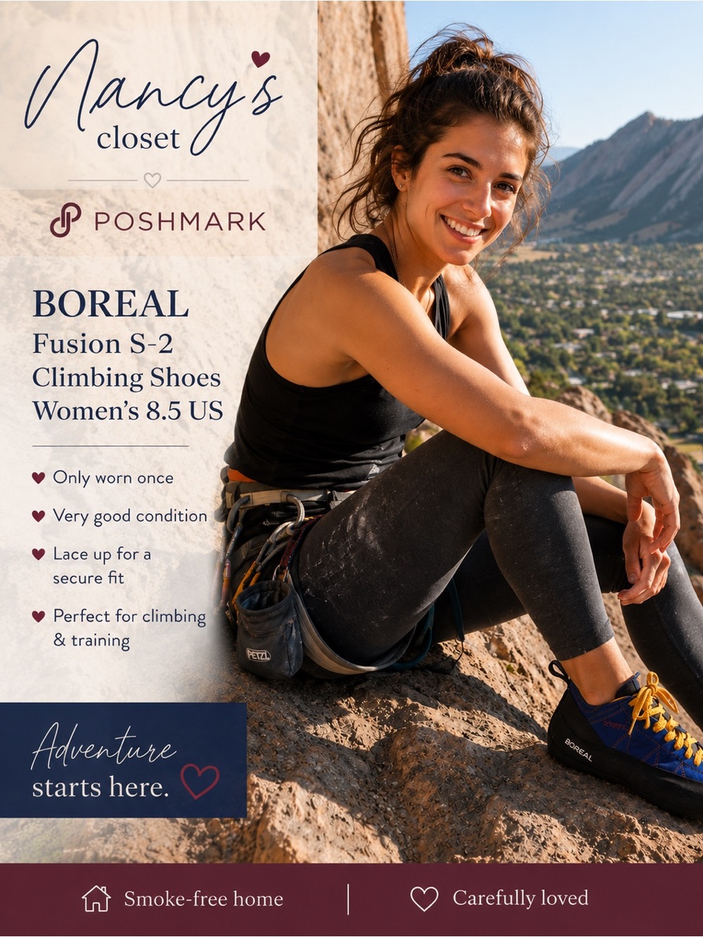 BOREAL Fusion S-2 Climbing Shoes. Womens 8.5 US